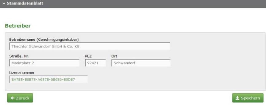 Stammdatenblatt im Konfigurator