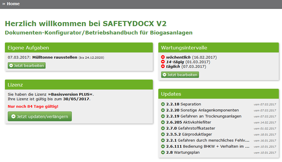 Dashboard mit zusätzlichen PLUS-Funktionen