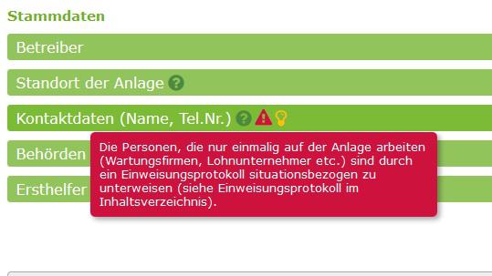 Beispiel für den Tooltip „Hinweise“
