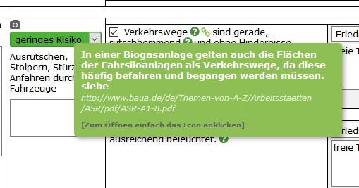 Beispiel für den Tooltip „Links“